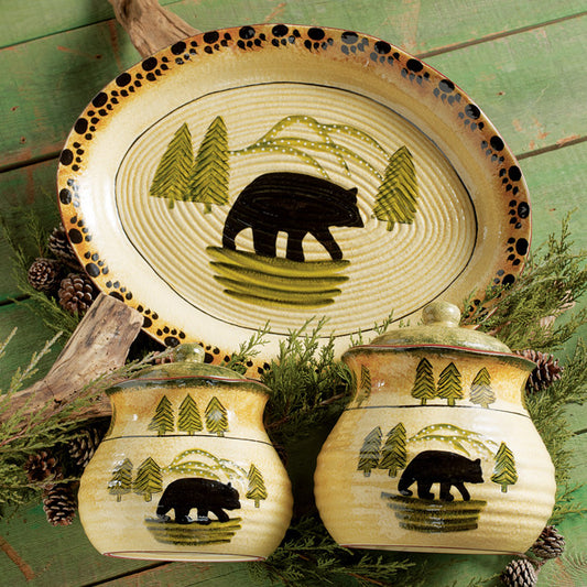 Black Bear Forest Canister Set and Serving Platter