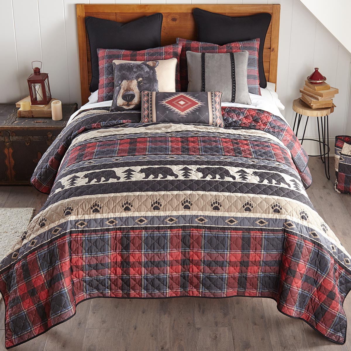 Black Bear Ridge Plaid Quilt Bed Set - King