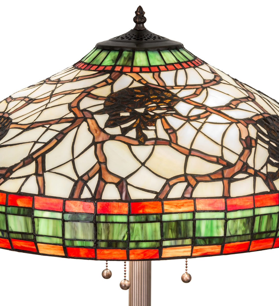 Burgundy Pinecones Round Floor Lamp