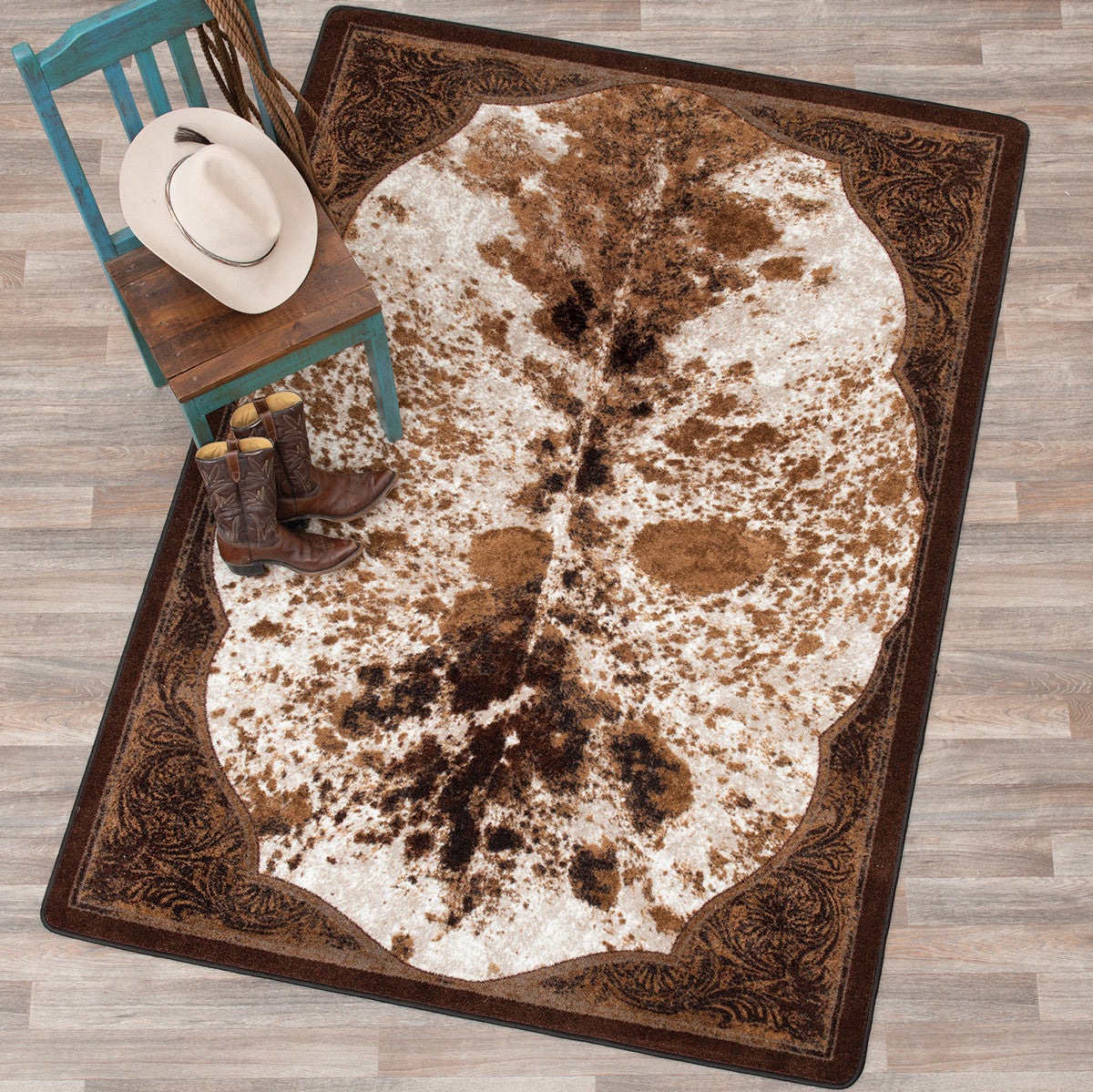 Shop Leather Rag Rug Cowhide & Tooled Leather Design Rug Collection | Black Forest Decor