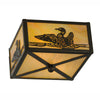 Cutout Metal Loon Square Flush Mount Light Fixture