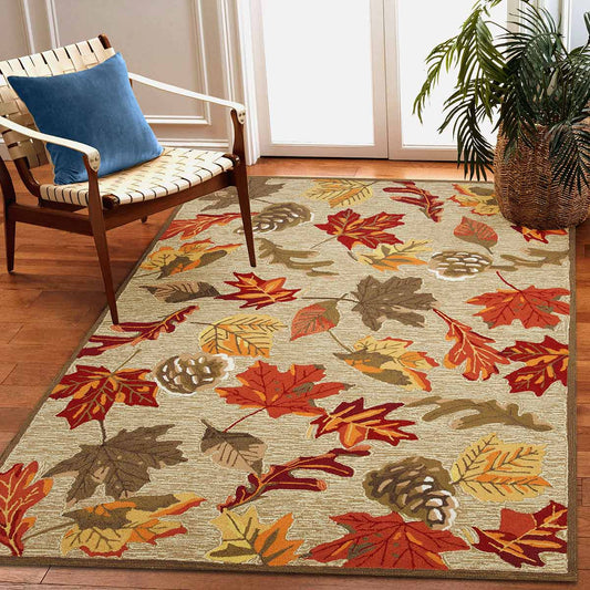 Fall Leaves Tan Indoor/Outdoor Rug Collection