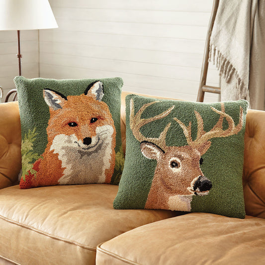 Forest Friends Hooked Wool Pillows