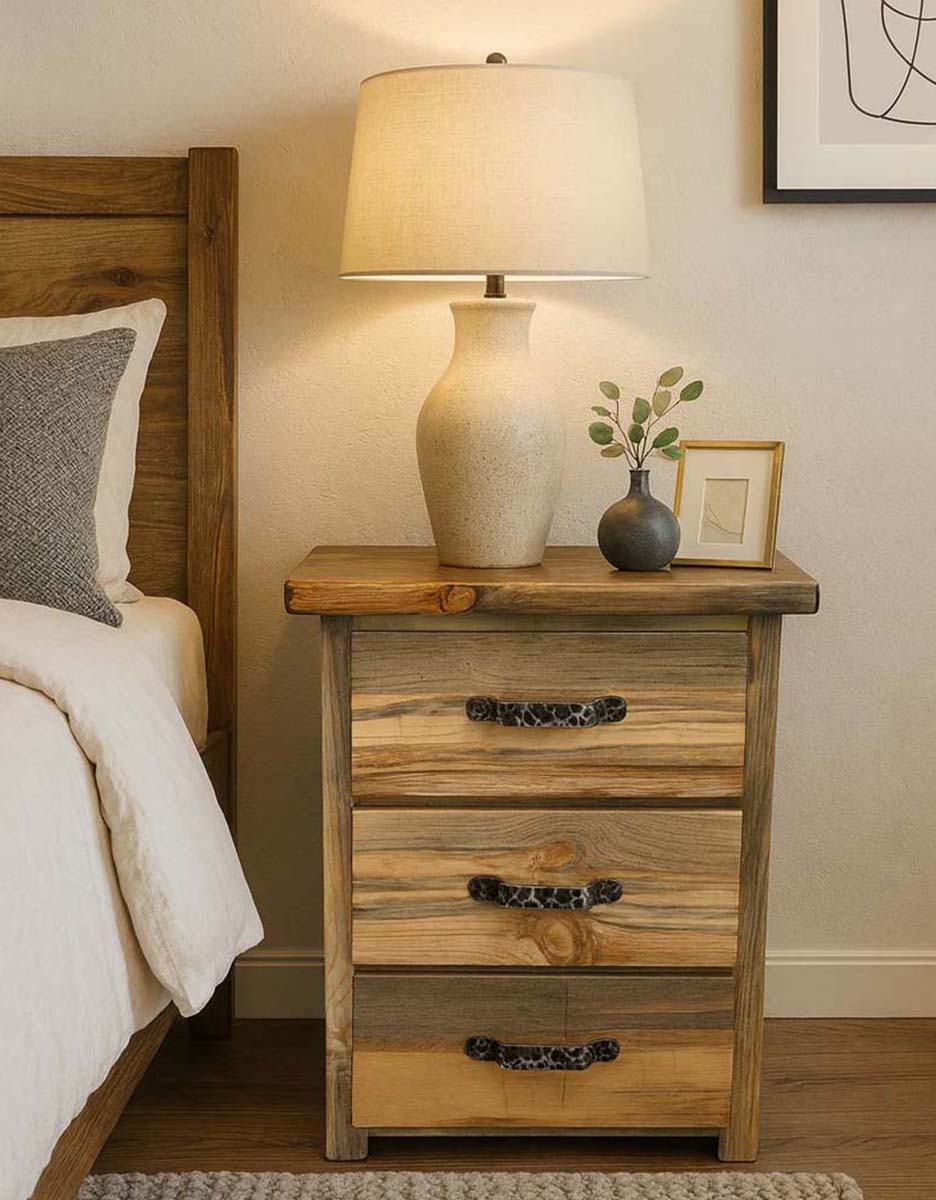 Fort Worth 3 Drawer Nightstand with Forged Iron Accents