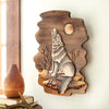Howling Wolf Carved Wood Wall Art