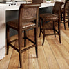 Imperial Barstool with Antique Brown Tooled Leather - Set of 3