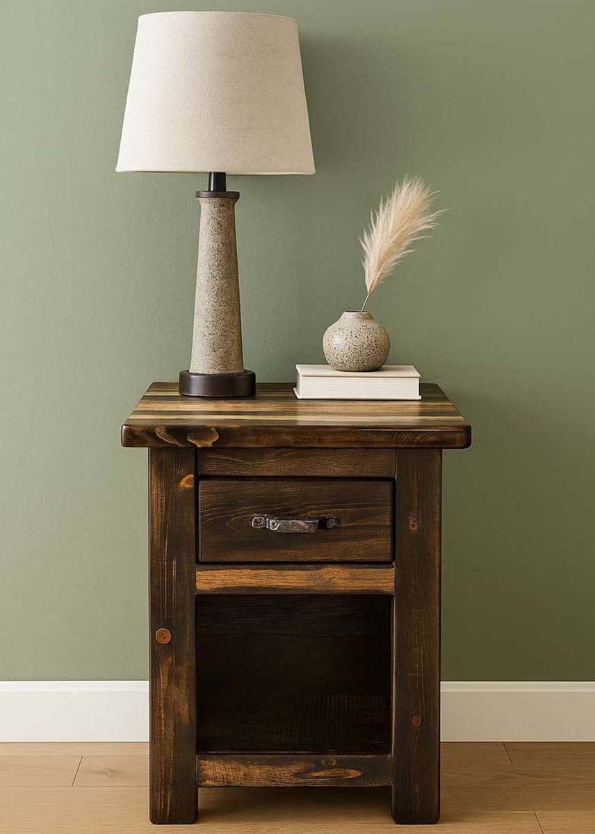 Lima Live Edge 25 Inch Nightstand with Iron