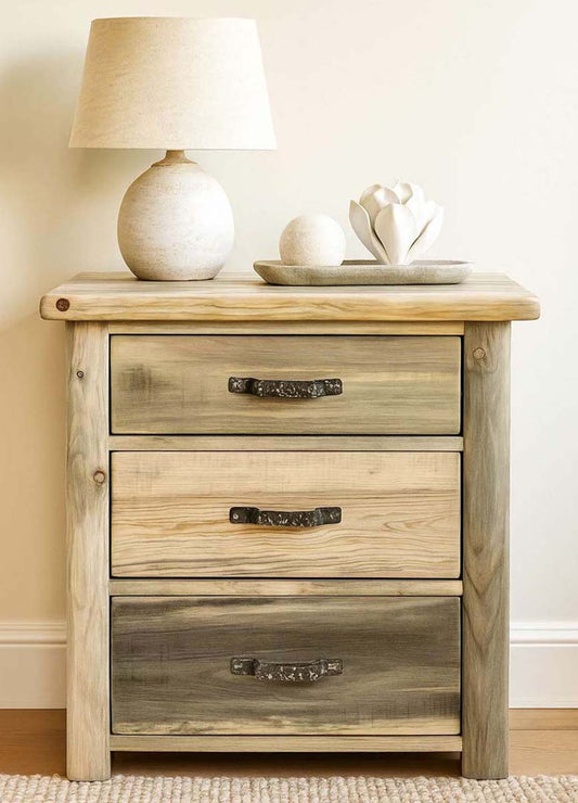Lima Sawn 3 Drawer Chest with Iron