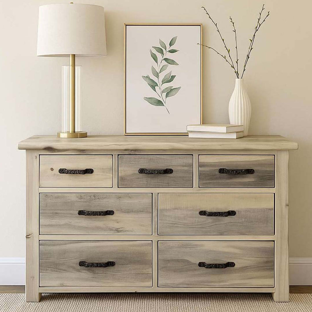 Lima Sawn 7 Drawer Dresser with Iron