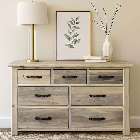 Lima Sawn 7 Drawer Dresser with Iron