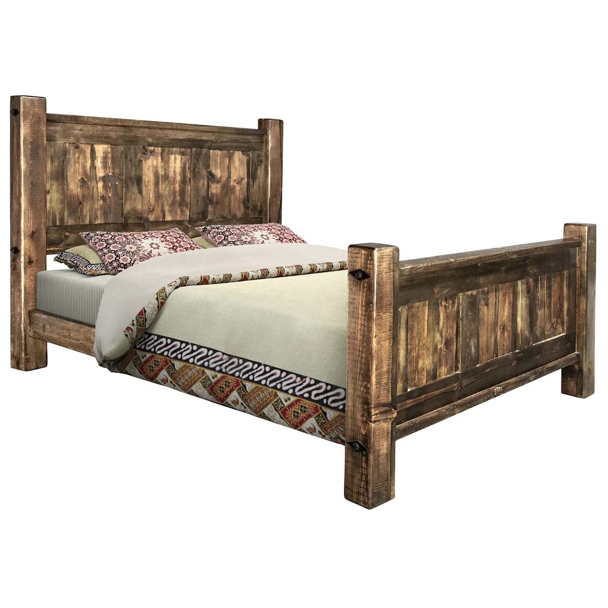 Lima Sawn Bed with Iron & Provincial Stain