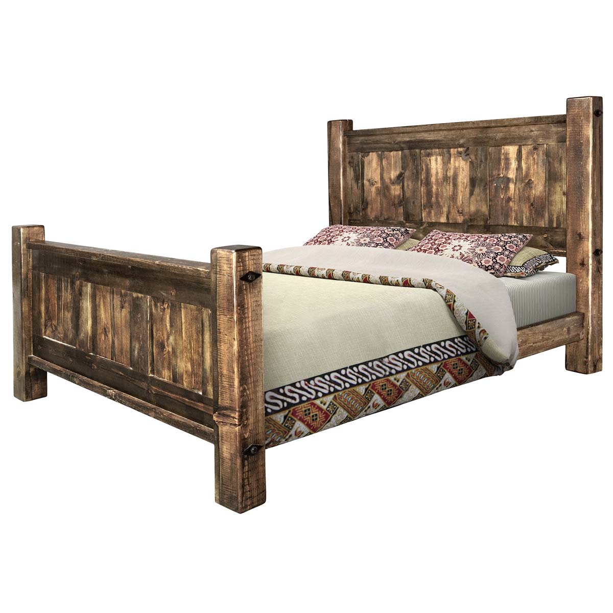 Lima Sawn Bed with Iron & Provincial Stain