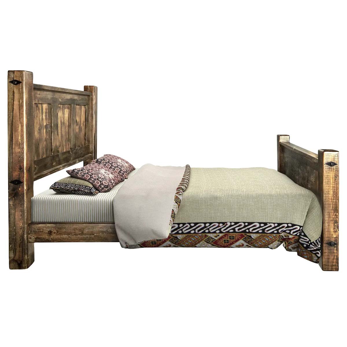 Lima Sawn Bed with Iron & Provincial Stain
