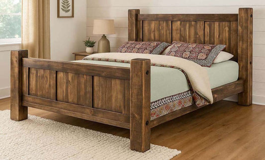 Lima Sawn Bed with Iron & Provincial Stain