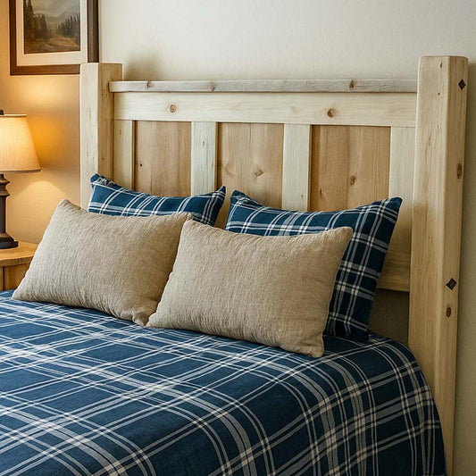 Lima Sawn Headboard with Iron & Clear Lacquer
