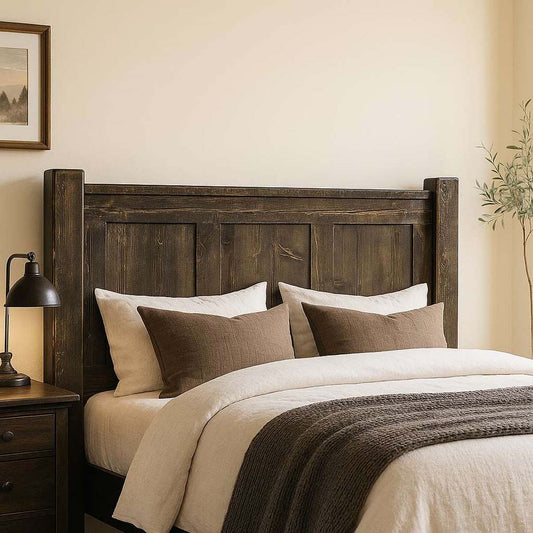Lima Sawn Headboard with Iron & Jacobean Stain