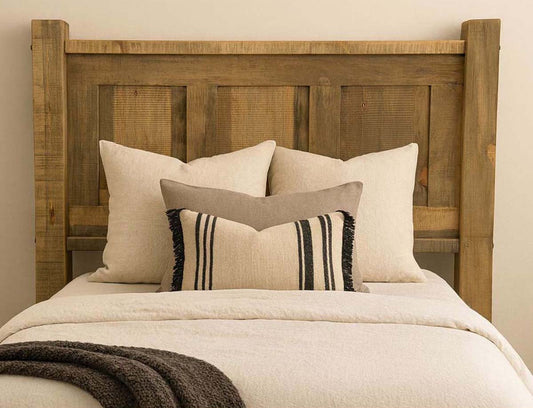 Lima Sawn Headboard with Iron & Pecan Stain