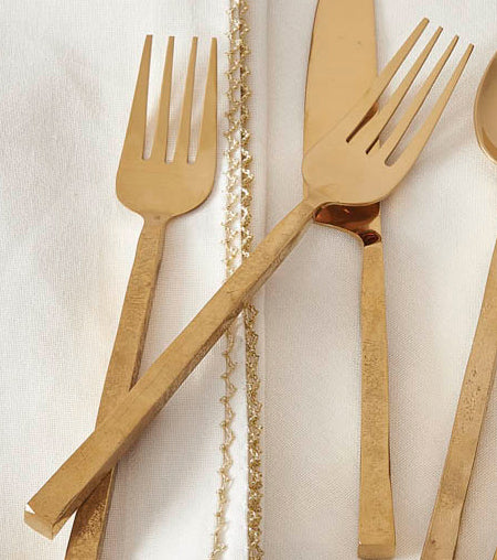 Square Handled Golden Forks - Set of 4
