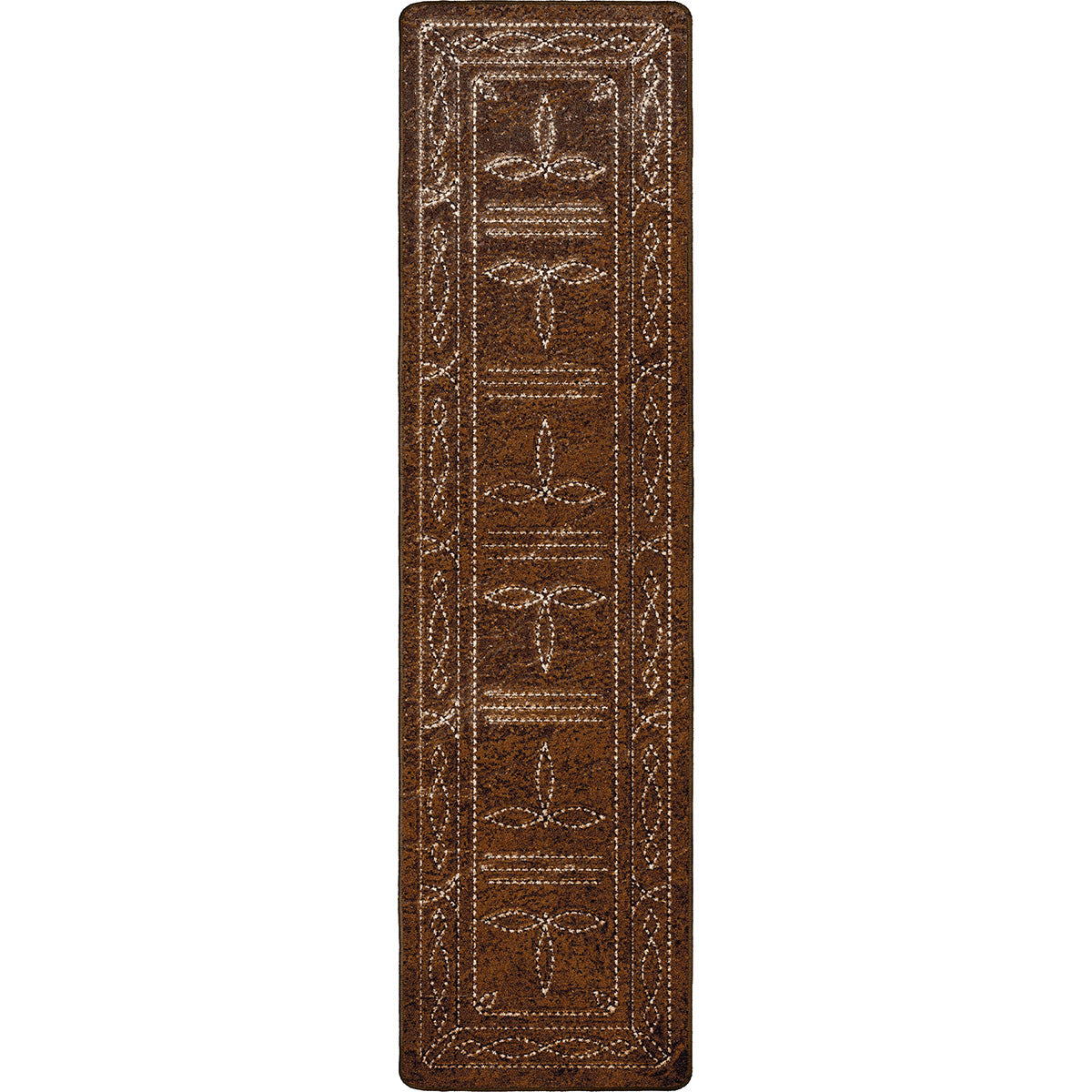 Western Stitched Leather Style Rug - 2 x 8