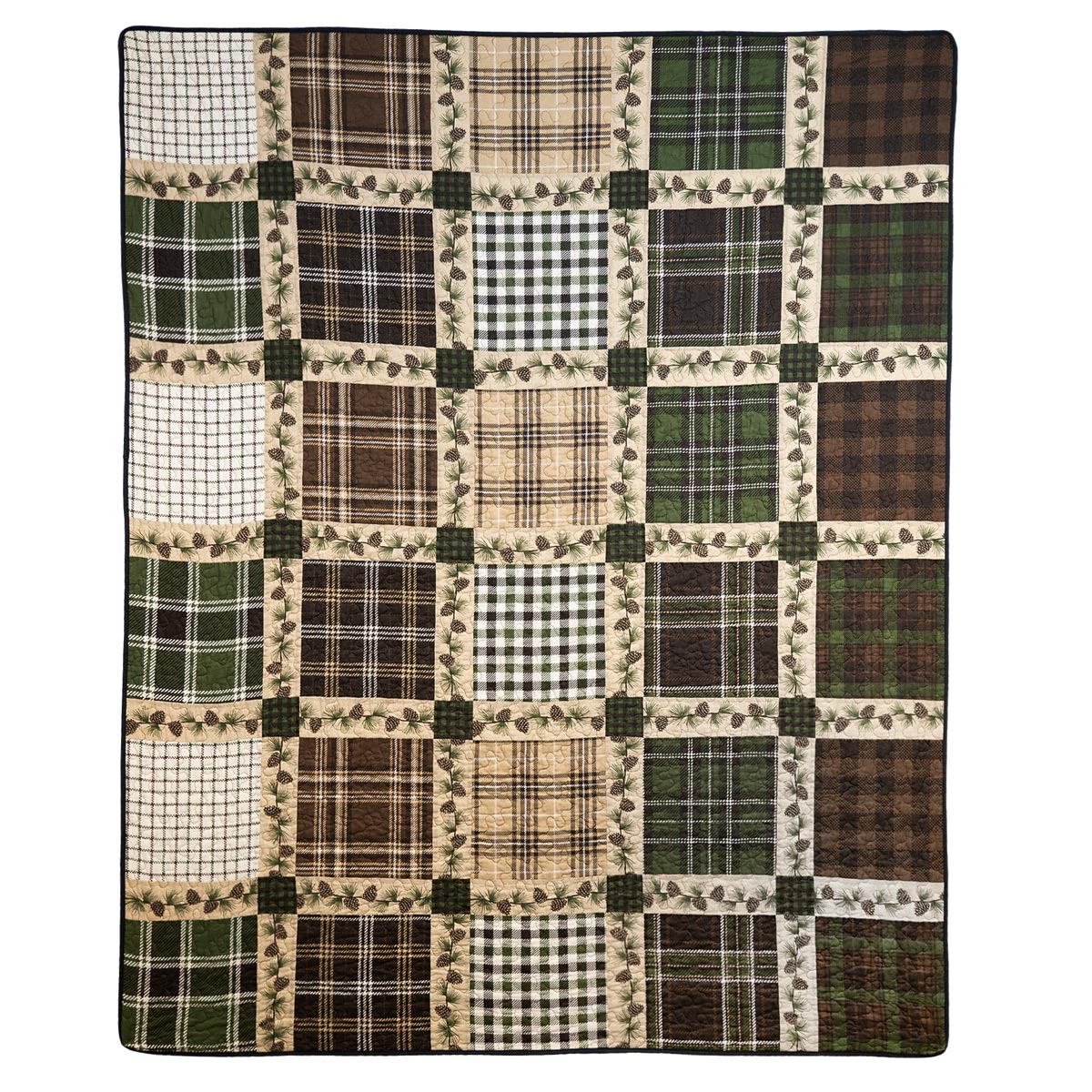 Pine Code Throw Pine & Plaid Patches Throw | Black Forest Decor
