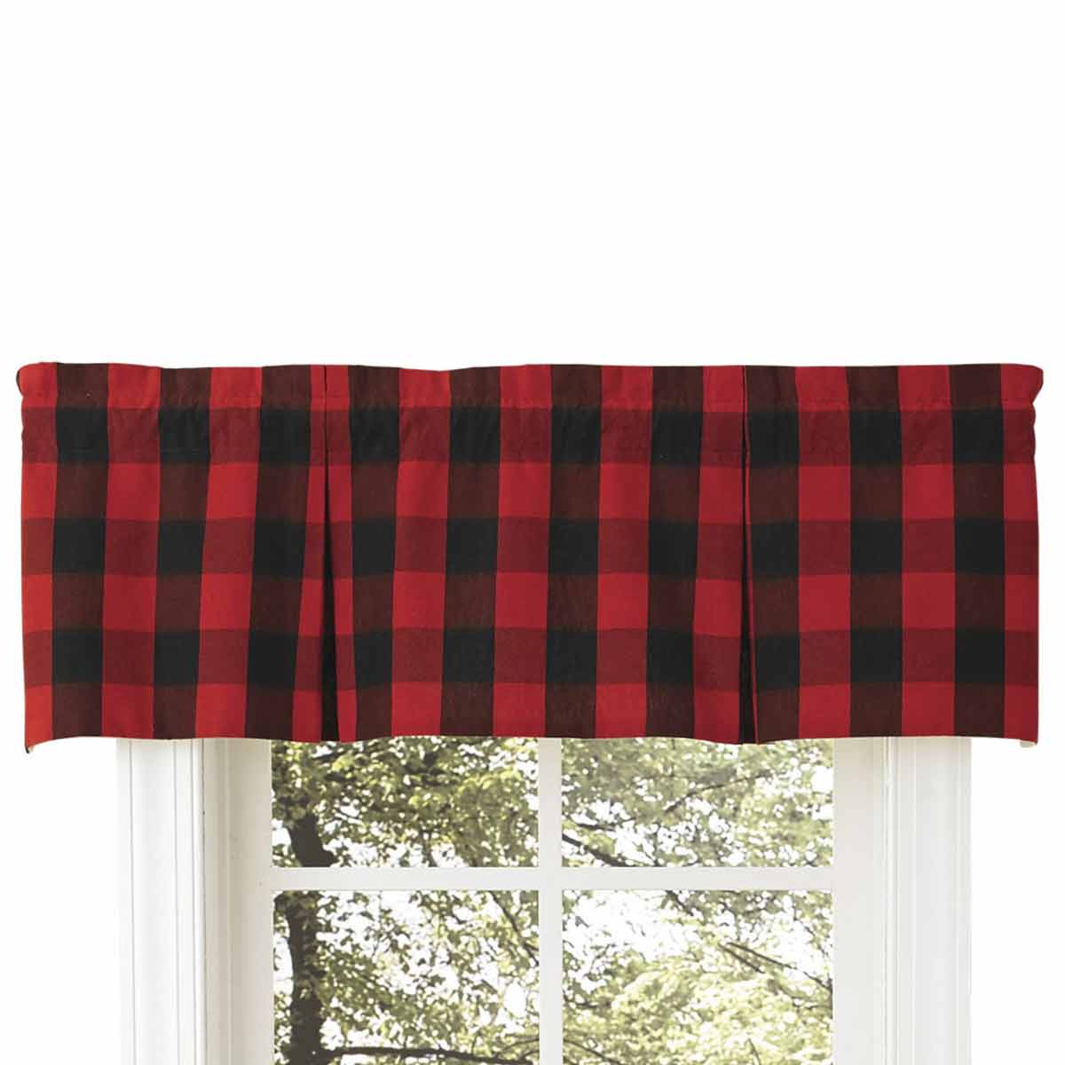 Red Buffalo Check Lined Pleated Valance - OVERSTOCK