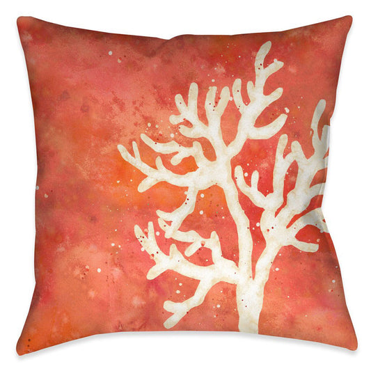 Watercolor Waves Coral 20 x 20 Outdoor Pillow - OVERSTOCK