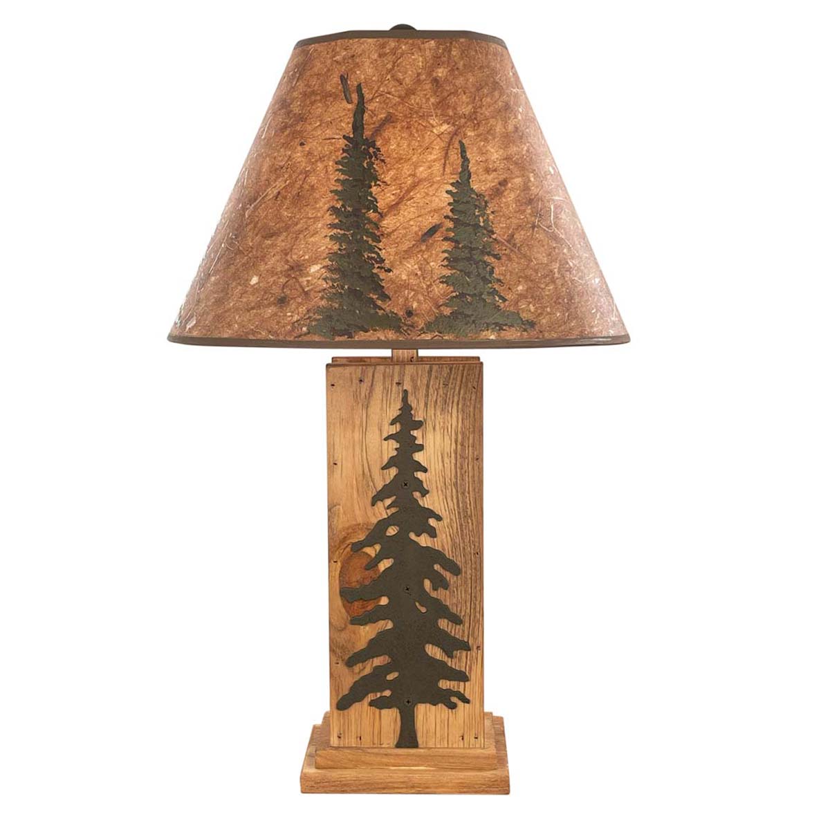 Carved Pine Tree Table Lamp