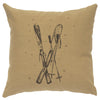 Skis Linen Pillow - Straw