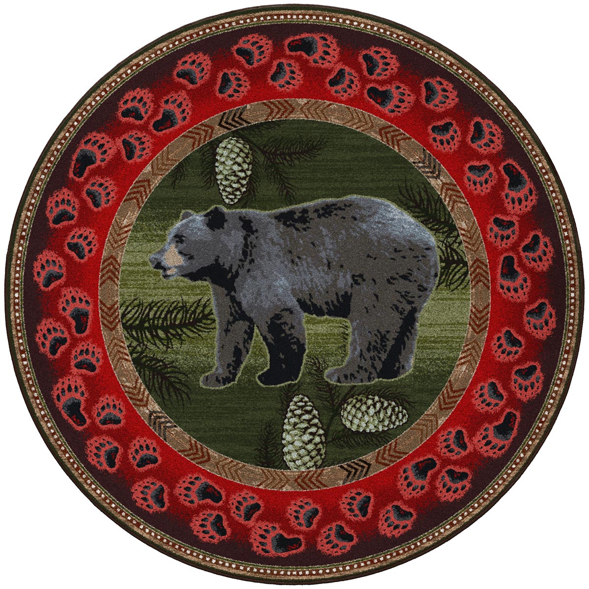 Black Bear Tracks Rug - 8 Ft. Round