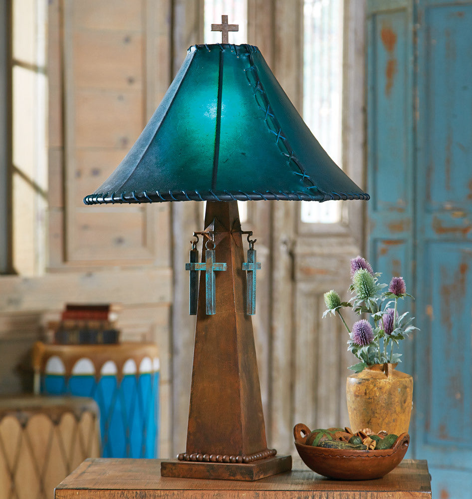 Santa Cruz Turquoise Table Lamp with Rawhide Shade - OUT OF STOCK UNTIL 06/17/2026