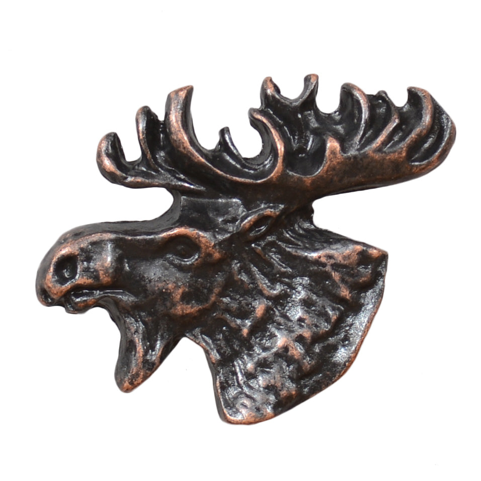 Moose Head Cabinet Knobs - Set of 2 - Nose Facing Right - Lux Gold