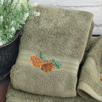 Pine Branch Green Embroidered Hand Towel