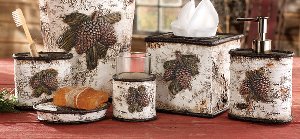 Pinecone & Birch Bath Set (4 pcs) - OUT OF STOCK UNTIL 06/19/2026