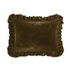 Leafy Green Velvet Ruffled Oblong Pillow