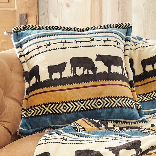 Cattle Pasture Plush Sherpa Pillow - OVERSTOCK