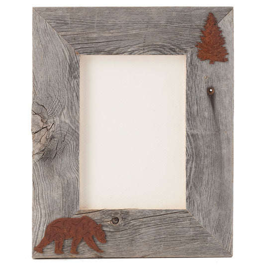 Bear & Tree Aged Barnwood 4 x 6 Frame
