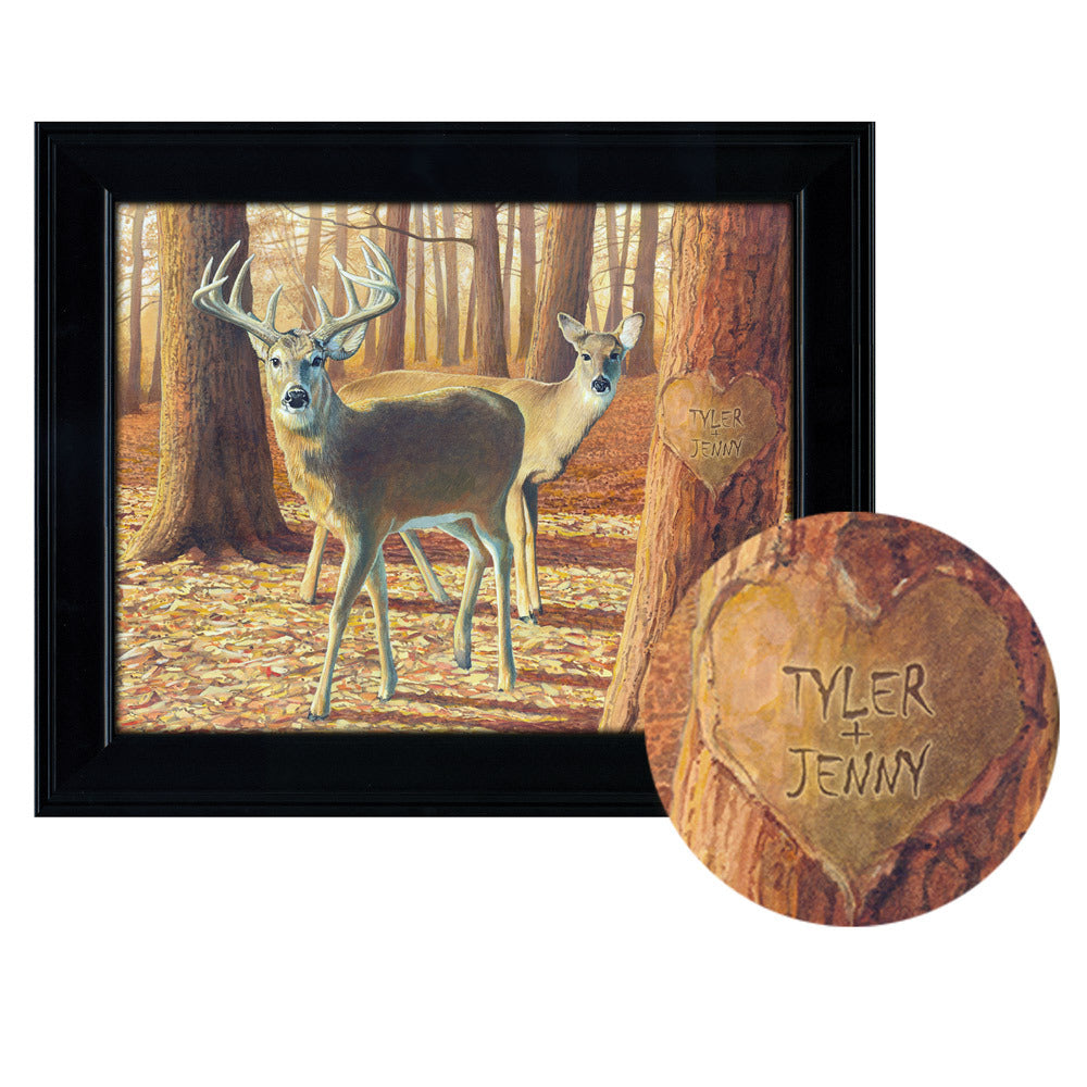 Personalized Whitetail Deer Framed Print - Fall