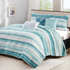 Blue Tide 6 Piece Quilt Bed Set - Full/Queen