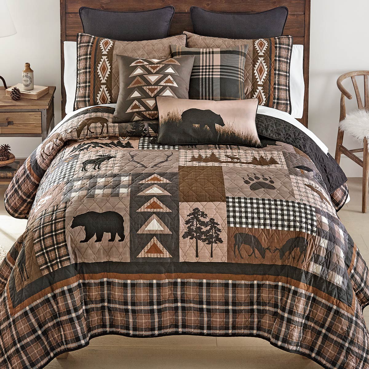 Mountain Shadow Lodge Quilt Bed Set - King