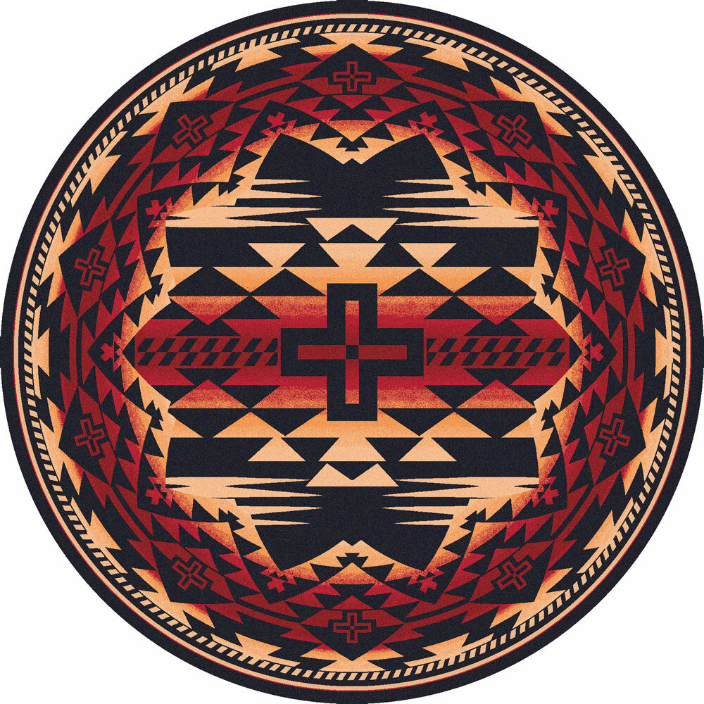 Rustic Cross Burnt Red Rug - 8 Ft. Round