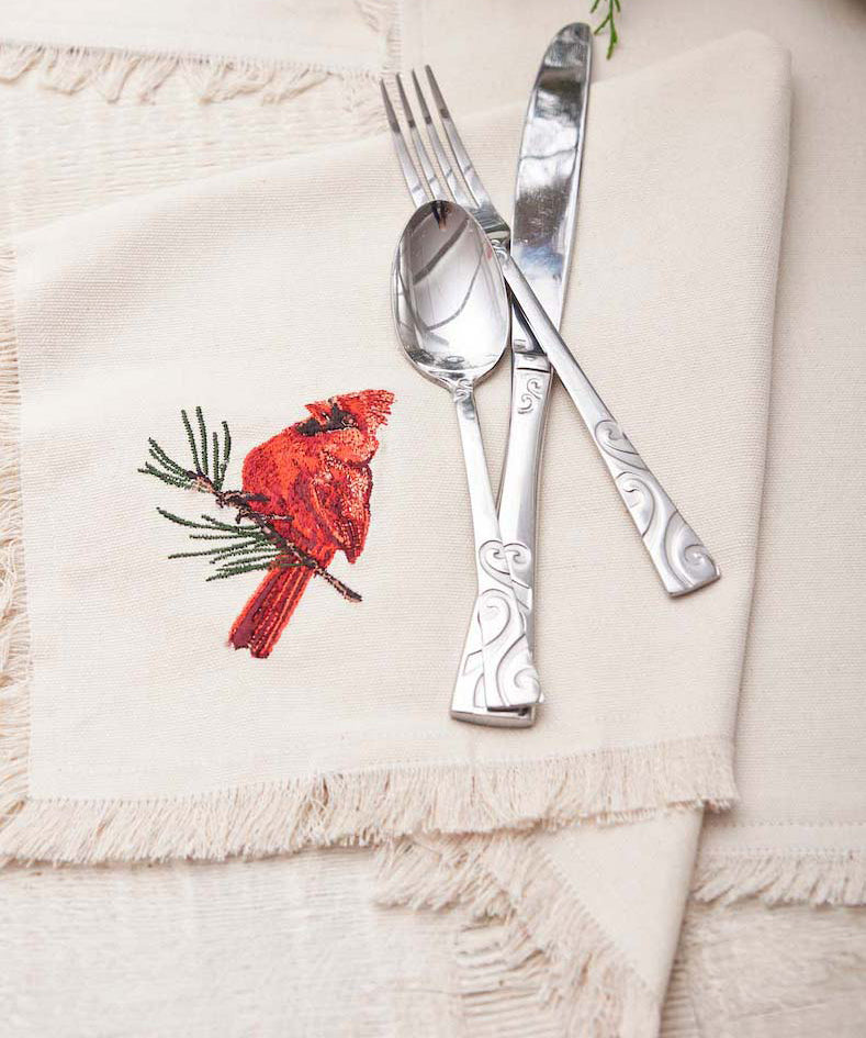 Cardinal Perch Napkins - Set of 4 - OUT OF STOCK UNTIL 08/28/2026