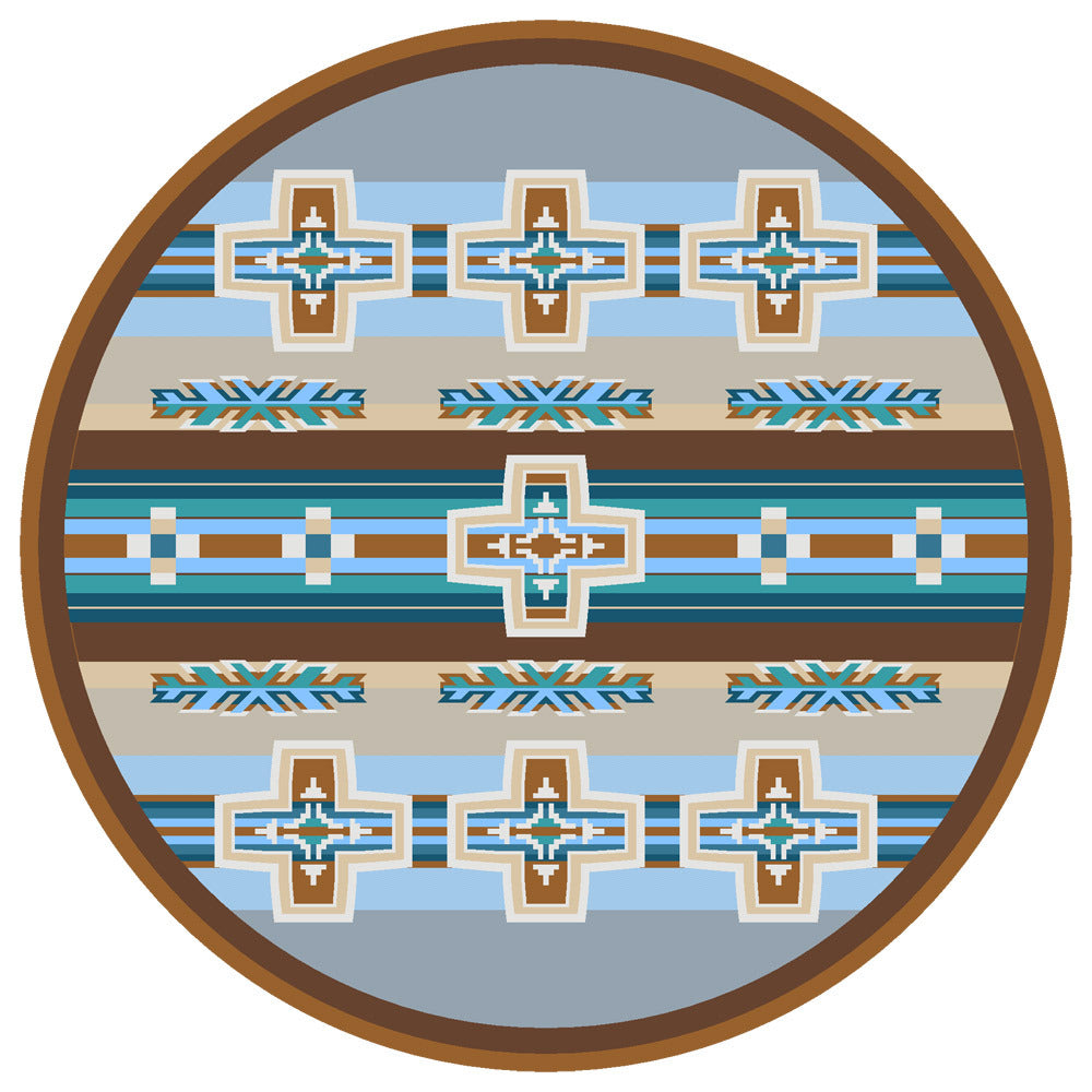 Canyon Cross Blue Rug - 8 Ft. Round