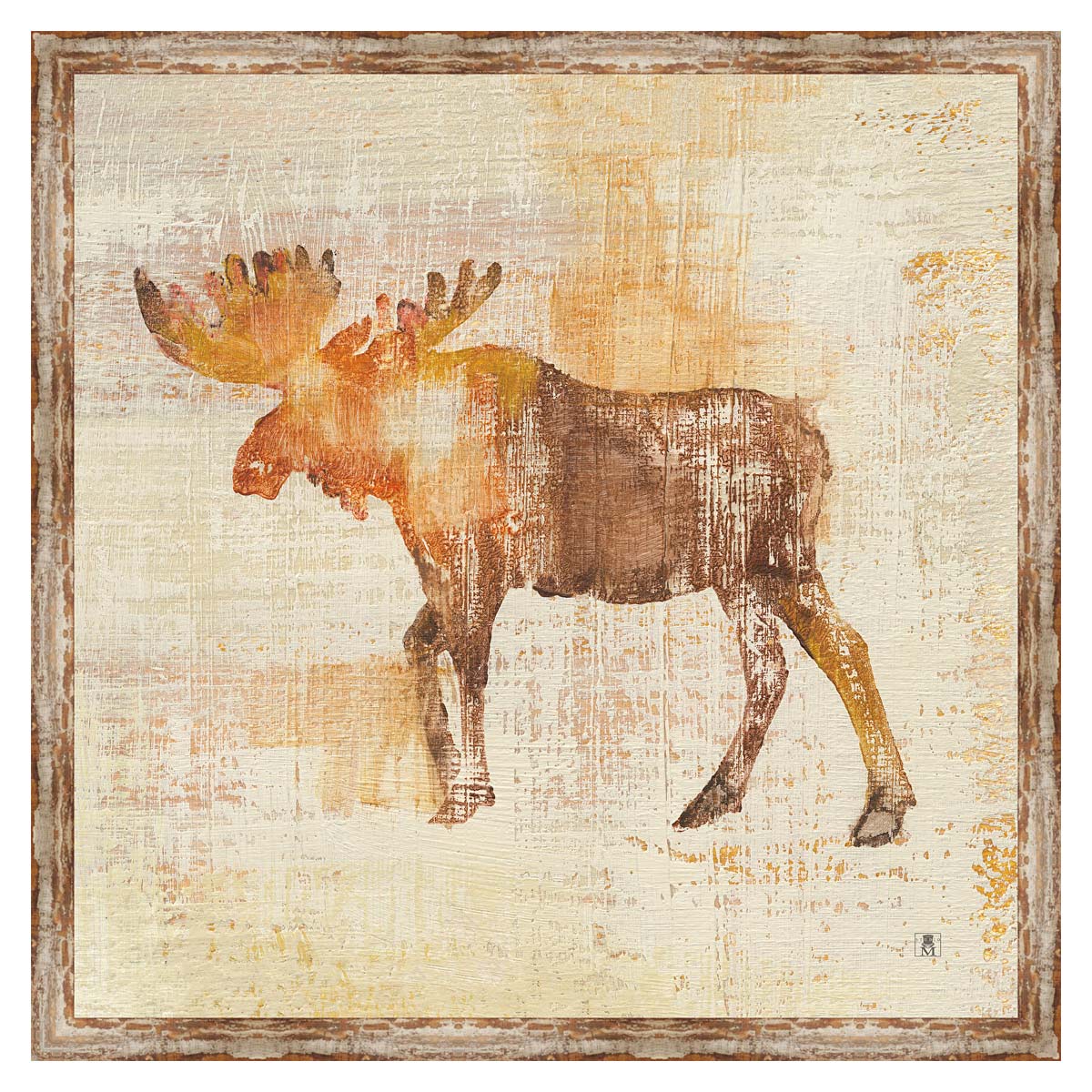 Aged Moose Framed Canvas