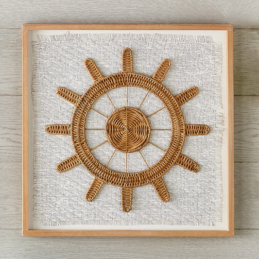 Rattan Wheel Framed Wall Art - CLEARANCE