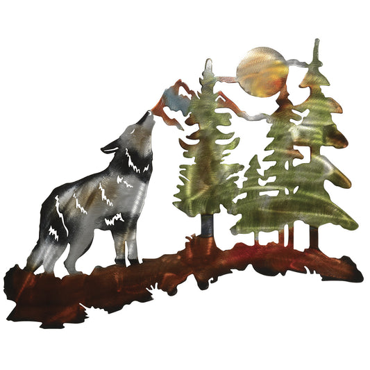 Moonlit Wolf Howl Metal Wall Art- SALE
