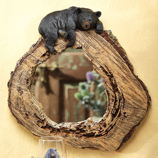 Bear on Tree Trunk Mirror
