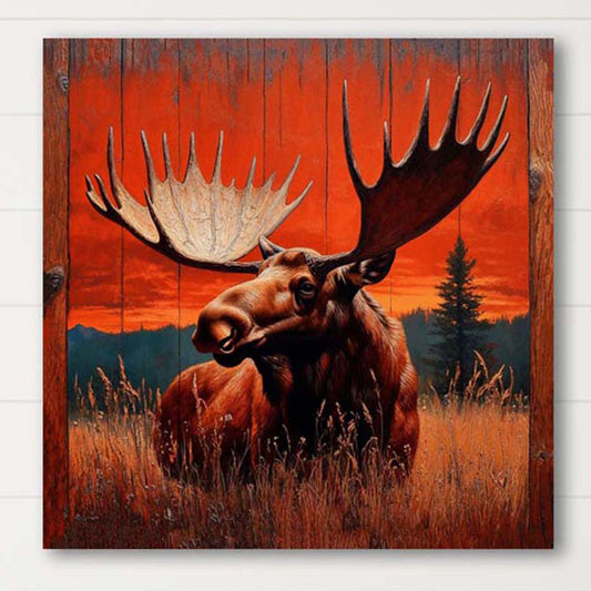 Dusklight Meadow Moose Canvas