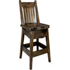 Lima 24 Inch Swivel Barstool with Back - Jacobean Stain