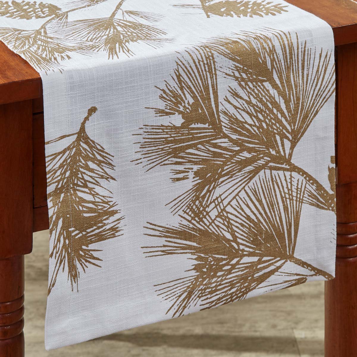 Golden Pine Branch Table Runner - 54 inch