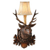 Stag Mount Wall Sconce with Faux Leather Shade - Left Facing